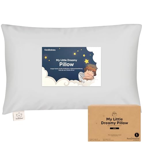 KeaBabies Organic Toddler Pillow with Pillowcase, Jumbo 14X20 - Soft Cotton Toddler Pillows for Sleeping - Machine Washable - Perfect for Travel, Toddler Bed Set (French Gray) - color: French Gray