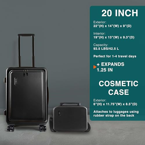 TRAVELARIM Luggage Sets 3 Piece, 20 Inch Carry on Luggage and 28 Inch Suitcases with Wheels Spinner, Durable Hard Shell Suitcase Set, Expandable Travel Suitcase, Jet Black - color: Jet Black, size: 3 Piece Set (20"/28")