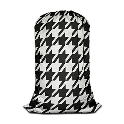 Swono Houndstooth Seamless Pattern Large Laundry Collapsible Laundry Bag Black White Abstract Pattern Foldable Laundry Hamper Bag - color: Houndstooth Seamless Pattern