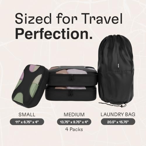 Shacke Packing Cubes for Travel 6 Set - Premium Luggage Organizer Bags - Versatile Travel Organizer for Women and Men - Optimized Packing Bags - Travel Essentials
