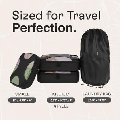 Shacke Packing Cubes for Travel 6 Set - Premium Luggage Organizer Bags - Versatile Travel Organizer for Women and Men - Optimized Packing Bags - Travel Essentials