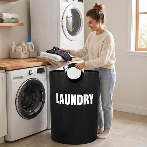 DOKEHOM 160L XX-Large Laundry Basket (7 Colors), Collapsible Laundry Bag, Foldable Laundry Hamper, Folding Washing Bin (Black, XXL) - color: Black, size: 160L