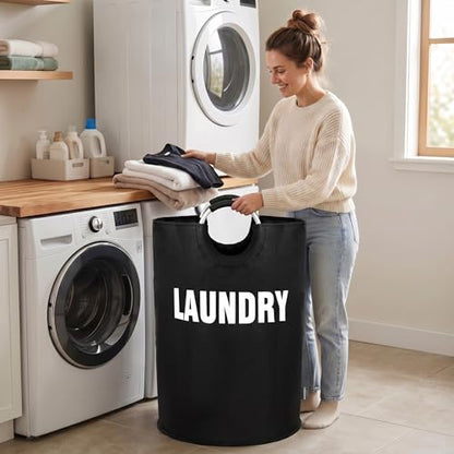 DOKEHOM 160L XX-Large Laundry Basket (7 Colors), Collapsible Laundry Bag, Foldable Laundry Hamper, Folding Washing Bin (Black, XXL) - color: Black, size: 160L