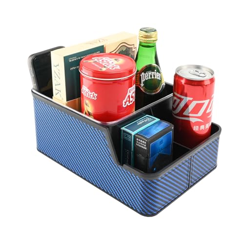 Car Front Seat Organizer with Compartment,Center Console Armrest Storage Box,Car Seat Cup Holder Tray,Back Seat Small Caddy,Car Organizer and Storage with Non-Slip Pat,fit for Truck,SUV,Van (Blue) - color: blue