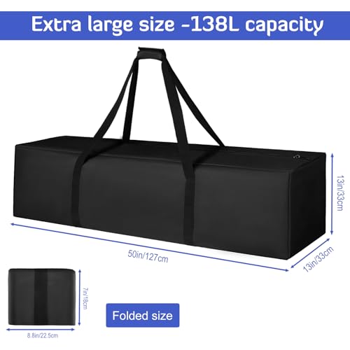 INFANZIA 50inch Sports Duffel Travel -138L Extra Large Duffel Luggage Bag with Upgrade Zipper, Water Resistant & Foldable Equipment Storage Bag for Camping Tent Tripod Fishing - size: 50x13x13 inch