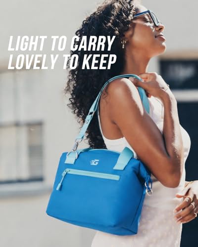 GLORIEROO Pastel Lunch Box Women | Insulated Soft Waterproof Leakproof Lunch Bag Cooler | Adjustable Strap | BPA-Free - color: Celeste Dream