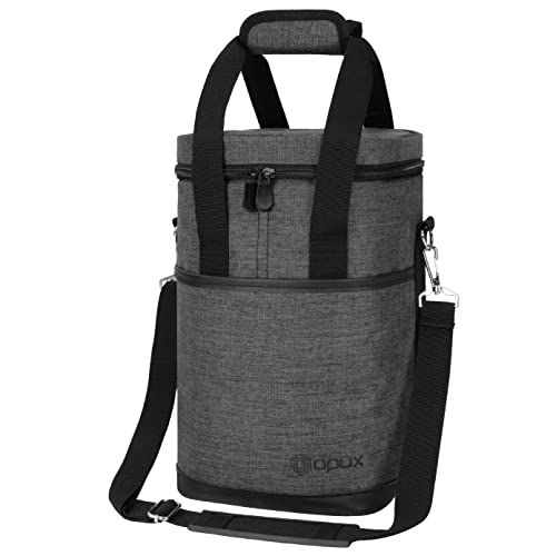 Opux Insulated Wine Tote, 4 Bottle Cooler Bag - Leakproof, Padded Portable Carrier for Travel, Picnic, BYOB - Gift for Wine Lovers (Charcoal Gray) - color: Charcoal Gray, size: 4 Bottle