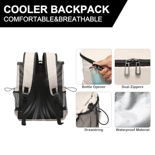 Backpack Cooler for Men and Women Insulated Waterproof Soft Lightweight Cooler Bag Leakproof 30 Cans Travel Camping Picnic Beach - color: Cream, size: 30 Cans