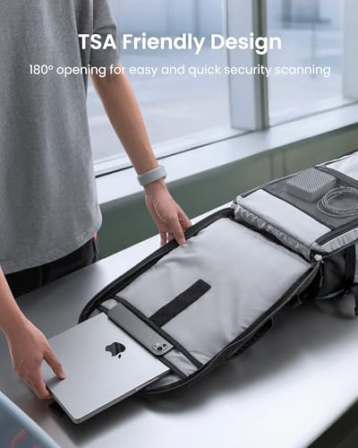 tomtoc Travel Backpack 28L, TSA Friendly Flight Approved Carry-on Luggage, Personal Item Travel Bag, Water-resistant Lightweight Business Rucksack, Durable Bag Fits 16 Inch Laptop - color: Silver Gray-ripstop, size: 28L