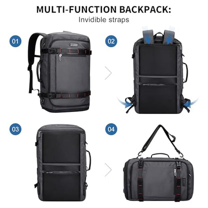 WITZMAN Travel Backpack for Men 35L Carry-on Laptop Backpack Luggage Fit 16 inch TSA Friendly Flight Approved with Shoe Compartment for Airplanes（B718 Silvery Grey） - color: Silvery Grey