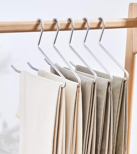 Premium Matte Silvery Aluminum Pants Hanger 10 Pack, 13.7” Extra Smooth & Durable Metal Shirt Dress Hanger,Aluminum Alloy Hanger,Clothing Support,Clothing Hang - style: Silver Pants Hanger（10）