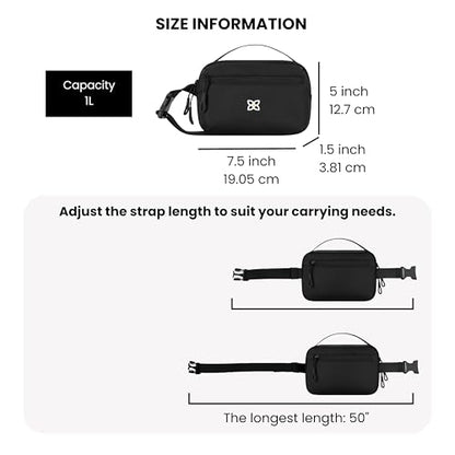 Sherpani Hyk, Small Sling Bag, 1L Belt Bag, Lightweight Travel Fanny Pack, Sling Crossbody Purse with RFID Blocking - color: Raven Classic