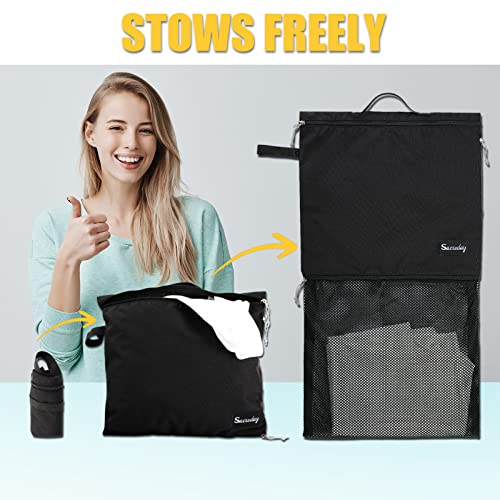 Dirty Laundry Bag for Traveling-Mesh Laundry Bags XL Travel Gym Healthcare Workers Laundry Sports Fitness Swimwear Camping Portable Wash Bag XL (Black) - size: XL