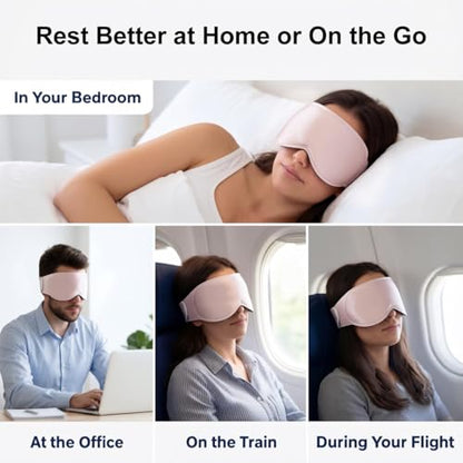 Weighted Sleep Mask for Lash Extensions: 3D Contoured Eye Mask for Airplan Travel,100% Blackout Eye Cover with Soft Fabric, Night Spa Relaxation, Travel Flight Essential, Calm Meditation - color: Full-coverage Pink