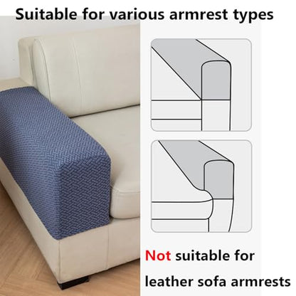 Yoovat Sofa Arm Covers Recliner Couch Armrest Covers Chair Arm Covers Protectors (Texture-Cream White,Large (Set of 2)) - color: Texture-cream White, size: Large (Set of 2)