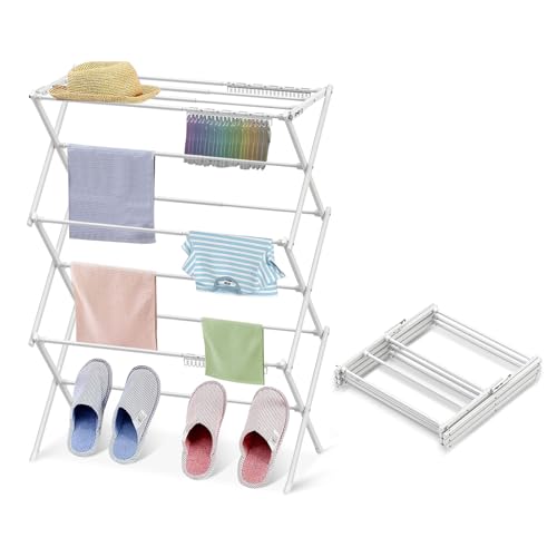 Clothes Drying Rack Household Indoor, Foldable Drying Rack Clothing for Laundry - 40" x 28.8" x 14.2", Space Saving Indoor&Outdoor, Pure White-1pack - color: Pure White