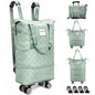 Expandable Rolling Duffle Bag - Large Carry-On With Spinner Wheels, Foldable Weekend Travel Bag, 28-58L Capacity（Backpack-Green Checkboard） - color: Backpack-Green Checkboard, style: Backpack