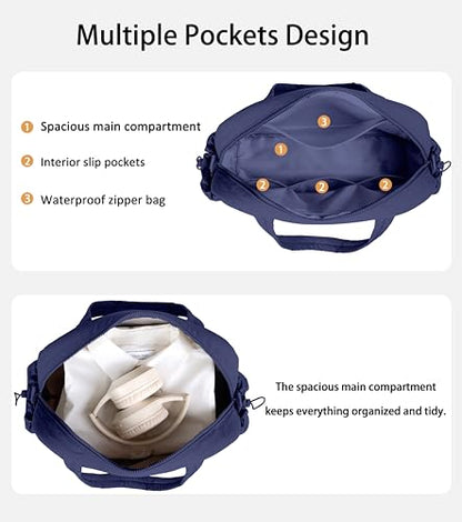 Lightweight Travel Duffle Bag for Women, Quilted Puffy Weekender with Wet Pocket for Gym, Overnight, Personal Item Carry On, Blue-Purple - color: Blue-Purple