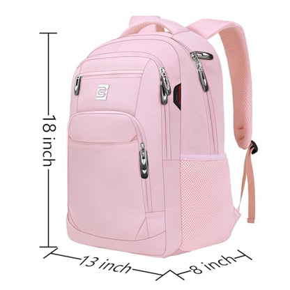 Volher Laptop Backpack,Business Travel Anti Theft Slim Durable Laptops Backpack,Water Resistant College Computer Bag for Women & Men Fits 15.6 Inch Laptop and Notebook-Light Pink - color: Light Pink, size: 15.6 Inch, style: Laptop