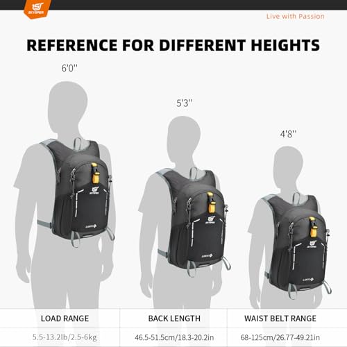 SKYSPER Small Hiking Backpack - 15L Travel Daypack Lightweight Bag Water Resistant Hiking Backpacks for Women Men - color: Lantc15-darkgray, size: Small