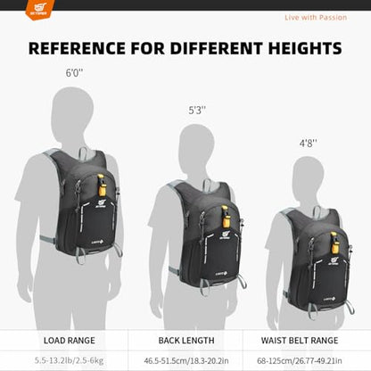 SKYSPER Small Hiking Backpack - 15L Travel Daypack Lightweight Bag Water Resistant Hiking Backpacks for Women Men - color: Lantc15-darkgray, size: Small