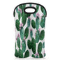 2 Bottle Wine Carrier Tote Bag Cute Cactus Insulated Neoprene Portable Bottle Holder Great Gift for Wine Lover, Great for Picnics Travel BYOB, Outdoor Entertaining