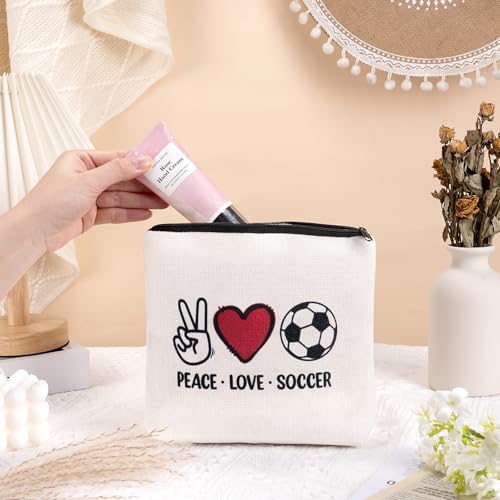 Frerdui Soccer Gifts Makeup Bag, Football Lovers Soccer Team Gifts, Perfect for Teen Grils, Birthday Christmas Gifts for Mom Friends Female, Ideal Gift for Travel, Soccer Stuff Accessories - style: Soccer Bag