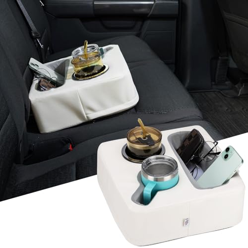 KEMIMOTO Back Seat Cup Holder for Car, Couch Cup Holder, Car Truck Boat Organizer, Couch Sofa Bed Expander Tray Holds Drinks, Snacks, Remote, Cell Mobile Phone (White) - color: White