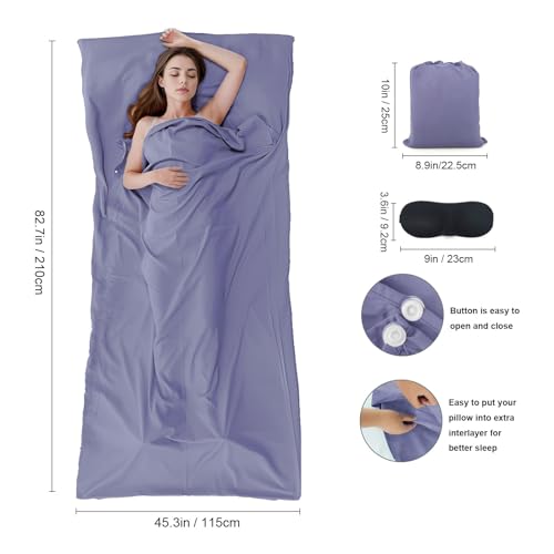 Sleeping Bag Liner,Travel Sheet & Adult Sleep Sack, Camping Sheets Travel Sleep Sack for Backpacking,Hotels & Hostels -Lightweight Single &Double Travel Sheet Camping Sheets - color: Single Lavender