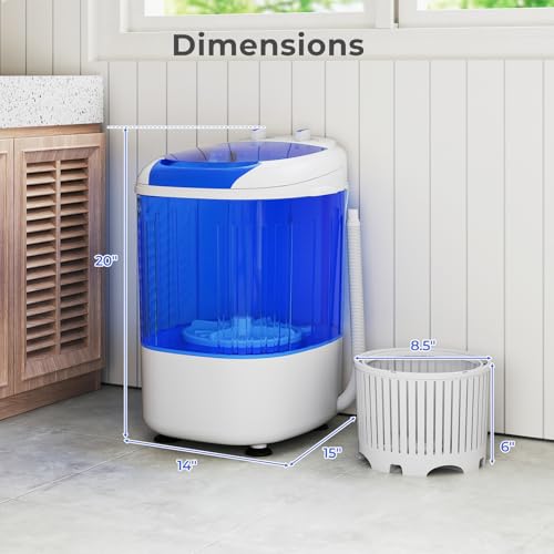 ARLIME Mini Washer and Dry Combo, 5.5 lbs Small Laundry Washer with Drain Hose & Spin Tub, Top Loading & Semi-automatic, Small Washing Machine for Drom RV Apartment (Blue) - color: Blue