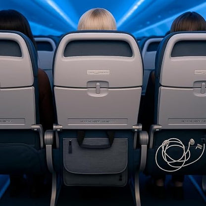 SO~MINE Airplane Pocket Organizer | Tray Table Cover | In Flight Seat Back Organizer Bag | Commuter Essential Travel Bag | Media Pouch For Flying | Travel Gift | Attaches To Luggage - color: Midnight Slate