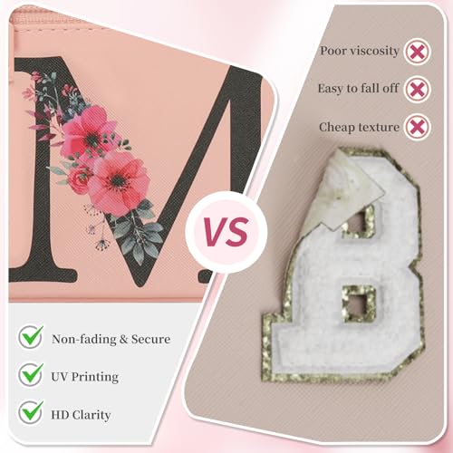 OCHEAL Initial Makeup Bag,Monogram Make up Bag Pink Travel Makeup Organizer Case Beauty Toiletry Cosmetic Bag with Brush Holder, Trendy Stuff Personalized Gifts for Women and Girls-M - color: Pink, style: M
