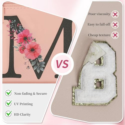 OCHEAL Initial Makeup Bag,Monogram Make up Bag Pink Travel Makeup Organizer Case Beauty Toiletry Cosmetic Bag with Brush Holder, Trendy Stuff Personalized Gifts for Women and Girls-M - color: Pink, style: M