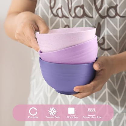 Teivio 32-Piece Kitchen Plastic Wheat Straw Dinnerware Set, Service for 8, Dinner Plates, Dessert Plate, Cereal Bowls, Cups, Unbreakable Colorful Plastic Outdoor Camping Dishes, Purple Ombre - color: Purple Ombre