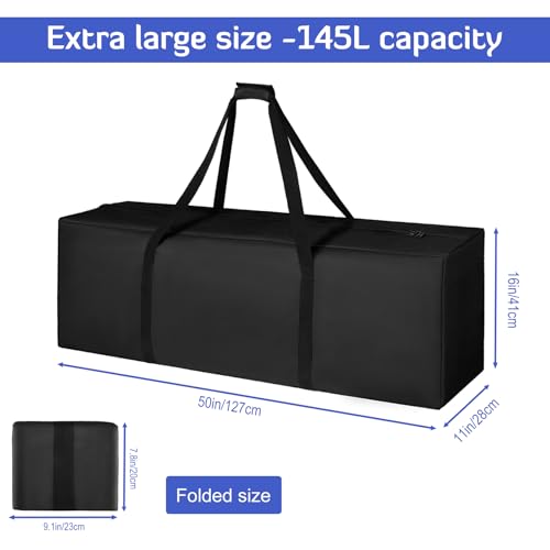 INFANZIA 50inch Sports Duffel Travel Bag, 145L Extra Large Duffel Luggage Bag with Upgrade Zipper, Water Resistant & Foldable Equipment Storage Bag for Camping Tent Tripod Fishing - size: 50x11x16 inch