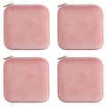 ZPROW Plush Velvet Travel Jewelry Case, Travel Jewelry Organizer, Jewelry Travel Case, Travel Jewelry Box, Small Jewelry Case, Jewelry Travel Box, Earring Organizer with Mirror - Pink 4packs - color: Velvet 4 Pack - Dusty Pink