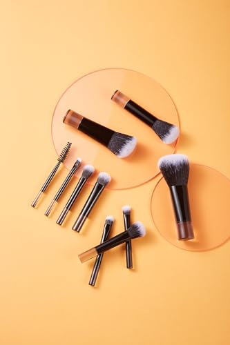 Portable ON THE GO Makeup Brush Set, COSHINE 10pcs Easy-taken Mini Full Complete Function Cosmetic Brushes Kit with Brush Pouch (black) - color: black