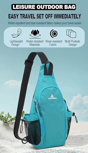Peicees Small Sling Bag with 2 Bottle Holders (Suitable for 2.5 IN Diameter Bottle), Sling Backpack Crossbody Bag Chest Daypack for Daily Use Travel, Bottle Not Included, Green - color: Green