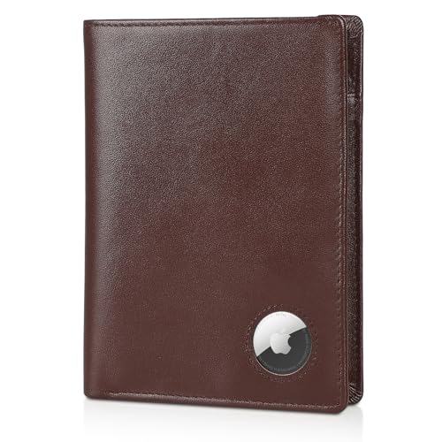 Polare Luxury RFID Blocking Leather Passport Holder Travel Wallet For Men and Women (Coffee with AirTag Slot) - color: Coffee with AirTag Slot
