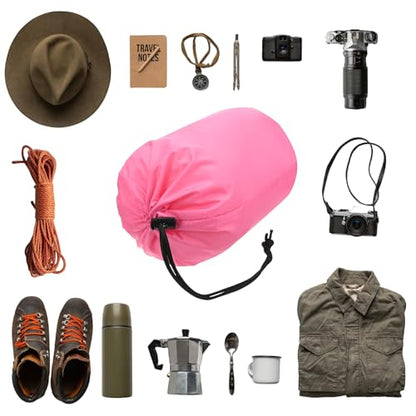 Stuff Sack [2PCS] - Waterproof Outdoor Storage Sacks Use for Backpacking & Traveling & Hiking - [Pink-5 x 10 in/ 13 x 25 CM] Ultralight Drawstring Bags - color: Pink