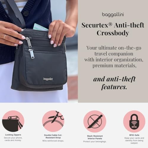 Baggallini Securtex Anti-Theft Crossbody - color: Black