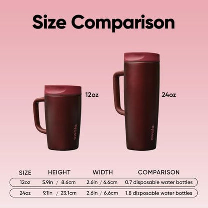 Owala SmoothSip Slider Stainless Steel Insulated Travel Mug with Handle, 100% Leak Proof, For Hot and Cold Drinks, Travel Friendly with Sliding Lock Lid, BPA Free, 24 oz, Black Cherry - color: Black Cherry, size: 24 Ounces