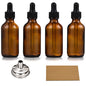 4 Pack, 1 oz Thick Dark Amber Glass Dropper Bottles with 1 Funnels & 4 Labels - 30ml Tincture Bottles with Eye Dropper - Leakproof Essential Oils Bottle - Storage and Travel for Beauty or Health - style: Blank Dropper