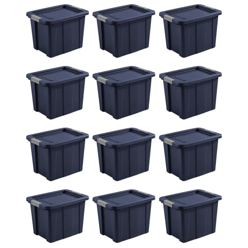 Sterilite 12-Pack Storage Bins with Lids, Heavy Duty Totes, Tuff1, 18 Gallon, Dark Indigo - color: Dark Indigo, size: 18 Gallon (12 Pack)