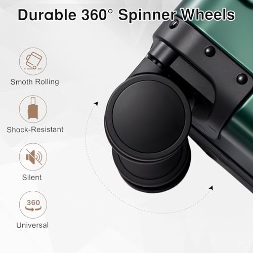 VentureVault All Aluminum Carry On Luggage 22x14x9 Airline Approved，Zipperless Luggage Premium Aluminum Suitcase Luggage, Hard Shell Carry On Luggage with Spinner Wheels (dark green, 20inch) - color: Green, size: 20inch