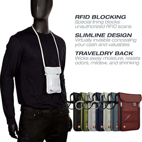 Lewis N. Clark Men's RFID Blocking Stash Wallet, Travel Neck Pouch Passport Holder for Women & Men, Olive, One Size - color: Olive