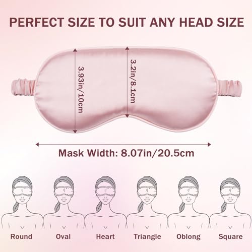 Amrules Sleep Mask Set of 2, Adjustable Silk Eye Mask for Sleeping, Soft Sleeping Eye Shade Cover for Women, Good for Blocking Light, Reducing Puffiness, Enhancing Sleep Quality (Blush Pink & Black)