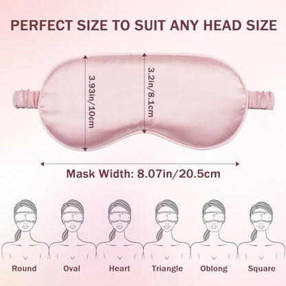 Amrules Sleep Mask Set of 2, Adjustable Silk Eye Mask for Sleeping, Soft Sleeping Eye Shade Cover for Women, Good for Blocking Light, Reducing Puffiness, Enhancing Sleep Quality (Blush Pink & Black)
