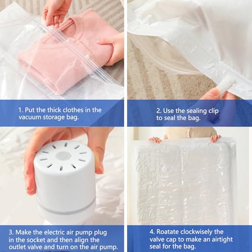 9 Pack Vacuum Storage Bags with Electric Pump Space Saver Seal Bags for Luggage Clothes Air Tight Compression Bags for Home Storage & Travel - size: 9 pack with electric pump