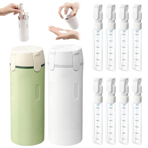 4-in-1 Travel Dispenser Bottle Refillable, 2026 New 4 Pack 30ML Travel Bottles for Toiletries, Leak Proof Travel Size Containers, Shampoo and Conditioner Bottles (Green+White) (Green+White) - color: Green+white